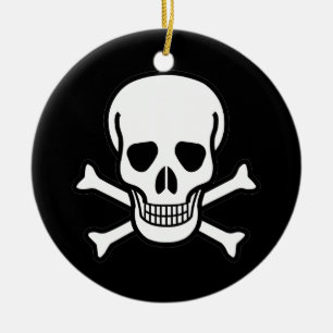 Skull and Crossbones Ceramic Ornament