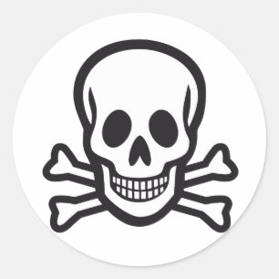 Skull and crossbones classic round sticker