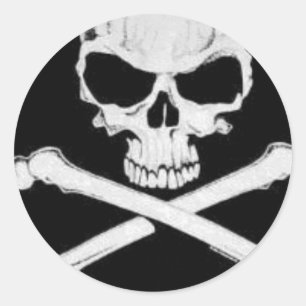 SKULL AND CROSSBONES CLASSIC ROUND STICKER
