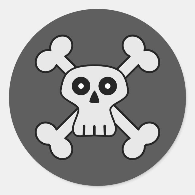 Skull and Crossbones Classic Round Sticker (Front)