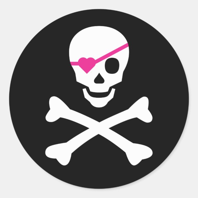 Skull and Crossbones Classic Round Sticker (Front)