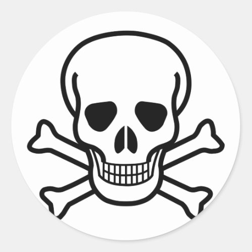 Skull and Crossbones death symbol Classic Round Sticker