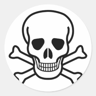 Skull and Crossbones death symbol Classic Round Sticker