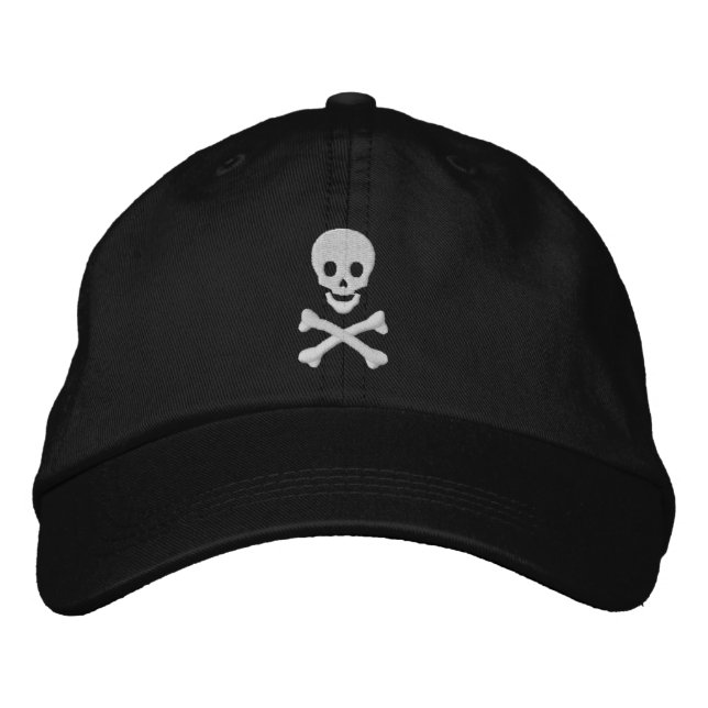 Skull and Crossbones Embroidered Baseball Cap (Front)