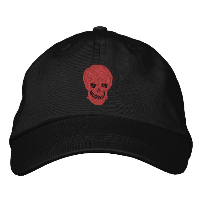 Skull and Crossbones Embroidered Baseball Cap (Front)