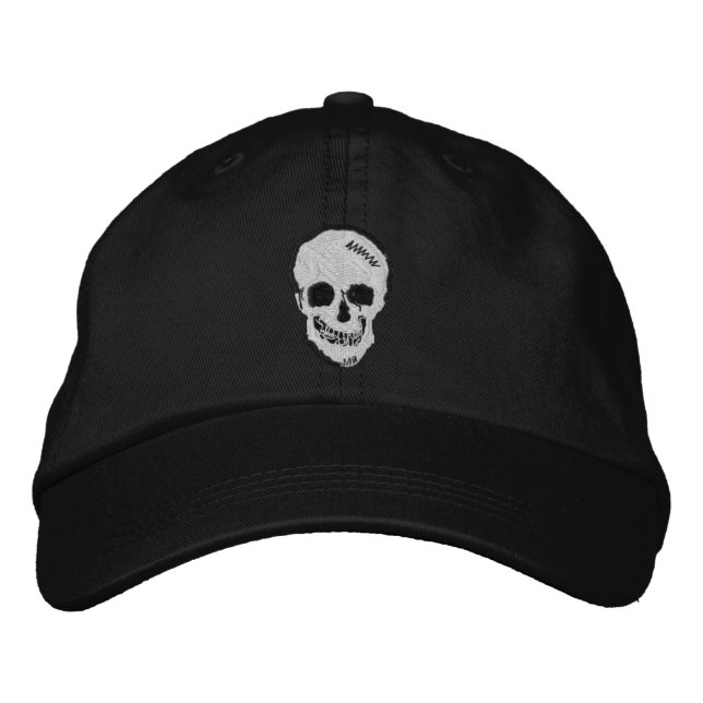 Skull and Crossbones Embroidered Baseball Hat (Front)
