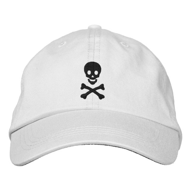 Skull and Crossbones Embroidered Baseball Hat (Front)