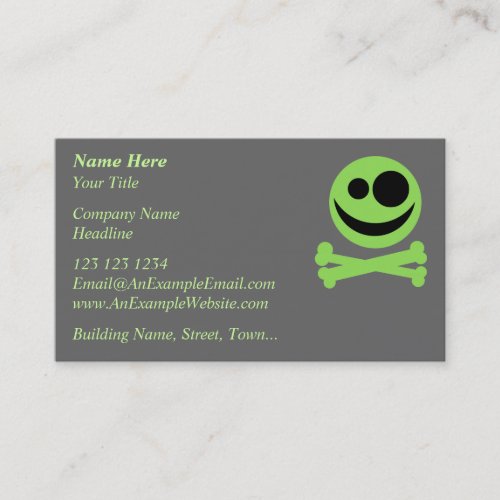 Skull and Crossbones. Green and Black. Business Cards
