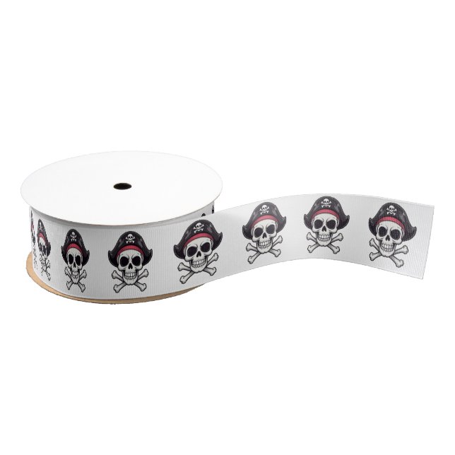 Skull and Crossbones Grosgrain Ribbon (Spool)