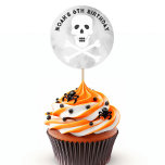 Skull and Crossbones Halloween Birthday Sticker<br><div class="desc">Add spooky flair to your party treats with this black and white skull and crossbones birthday sticker! Perfect for Halloween celebrations, this customizable sticker features a bold skull graphic on a smoky gray background with space to personalize your child’s name or age. Ideal for cupcake toppers, favor bags, or party...</div>