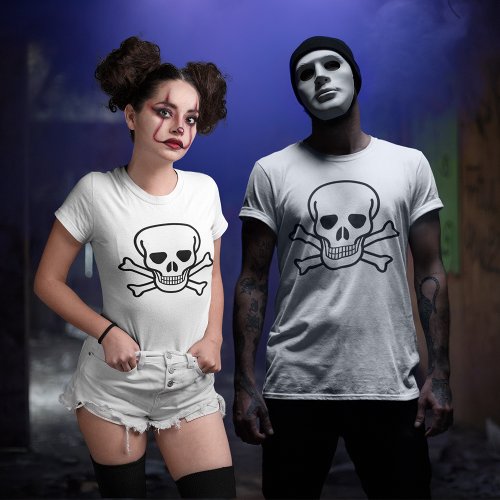 Skull and Crossbones Halloween Light Unisex T-Shirt