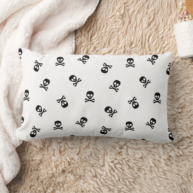 Skull and Crossbones Halloween Lumbar Pillow (Blanket)