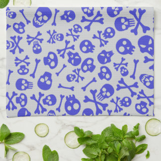 Skull and Crossbones Halloween Seamless Pattern Kitchen Towel