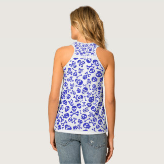 Skull and Crossbones Halloween Seamless Pattern Tank Top