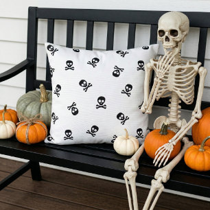 Skull and Crossbones Halloween Throw Pillow