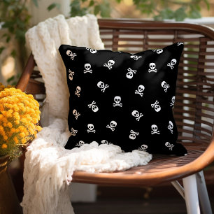 Skull and Crossbones Halloween Throw Pillow
