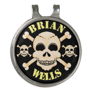 Skull and Crossbones Hat Clip/Golf Ball Marker Golf Hat Clip