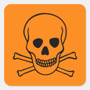 Skull and Crossbones Hazard Square Sticker