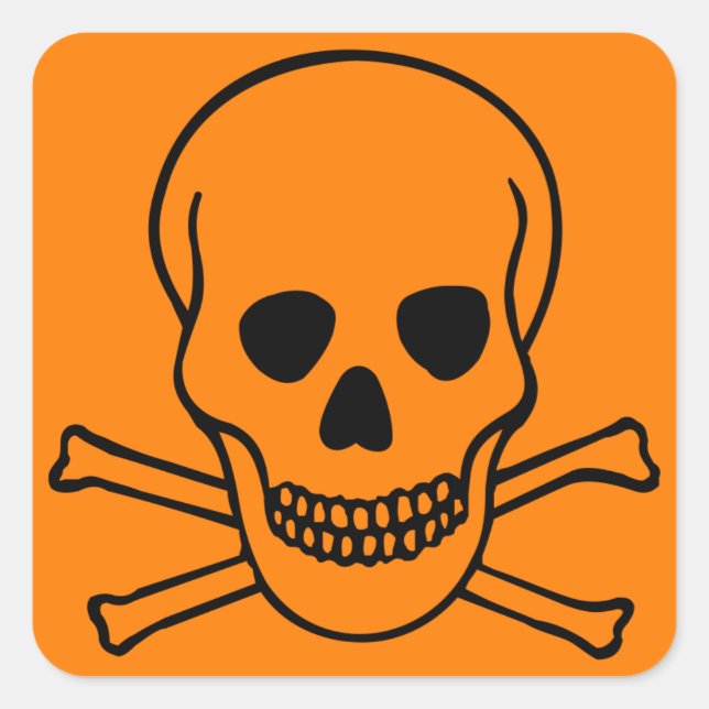 Skull and Crossbones Hazard Square Sticker (Front)