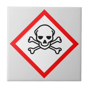 Skull and Crossbones Hazard Symbol Ceramic Tile