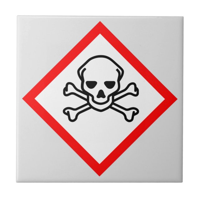 Skull and Crossbones Hazard Symbol Ceramic Tile (Front)