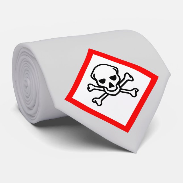 Skull and Crossbones Hazard Symbol Neck Tie (Rolled)