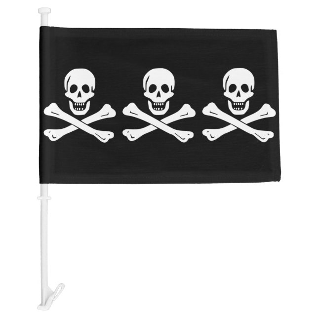 Skull and Crossbones Jolly Roger Car Flag (Front)