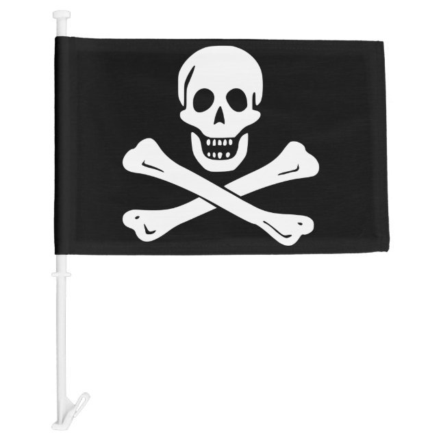 Skull and Crossbones Jolly Roger Car Flag (Front)