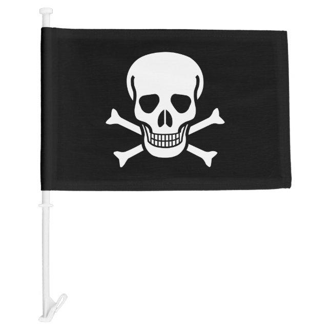Skull and Crossbones Jolly Roger Car Flag (Front)