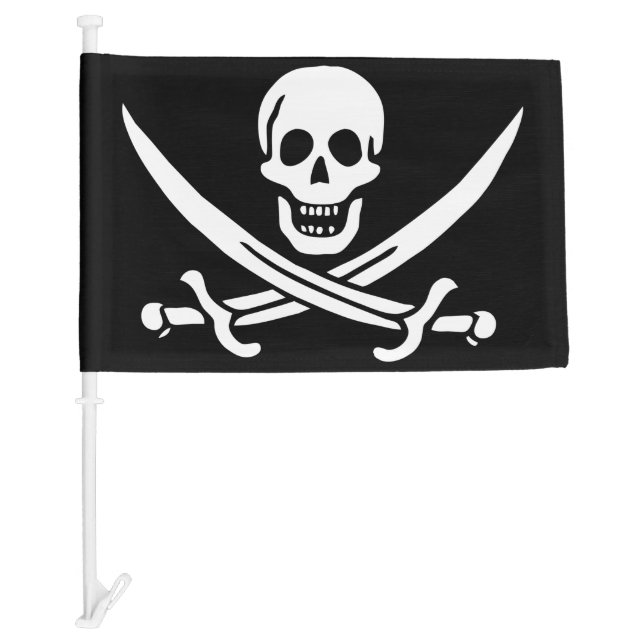 Skull and Crossbones Jolly Roger Car Flag (Front)