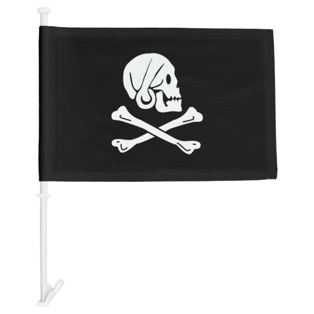 Skull and Crossbones Jolly Roger Car Flag (Front)