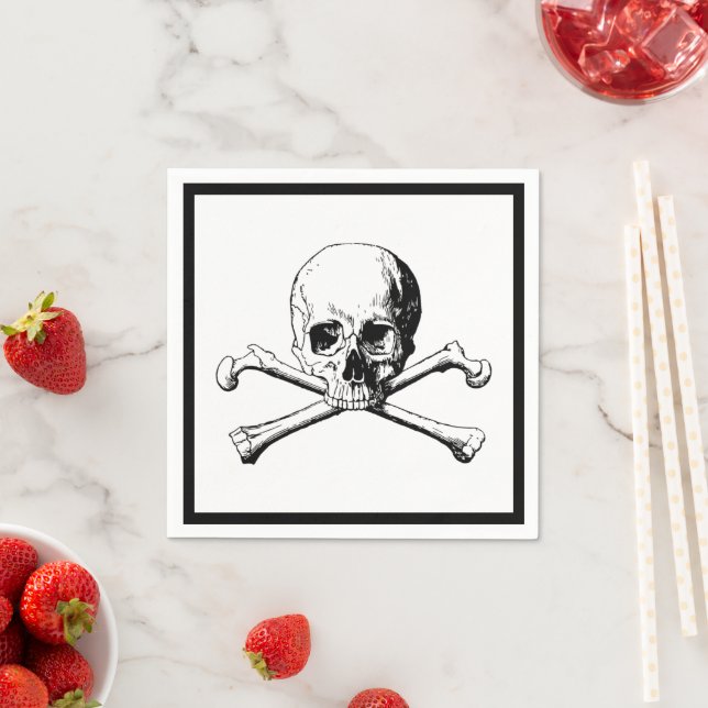 Skull and Crossbones Jolly Roger Cocktail  Napkins (Insitu)