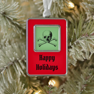 Skull and Crossbones Jolly Roger Pirate Christmas Ornament