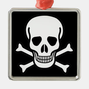 Skull and Crossbones Metal Ornament