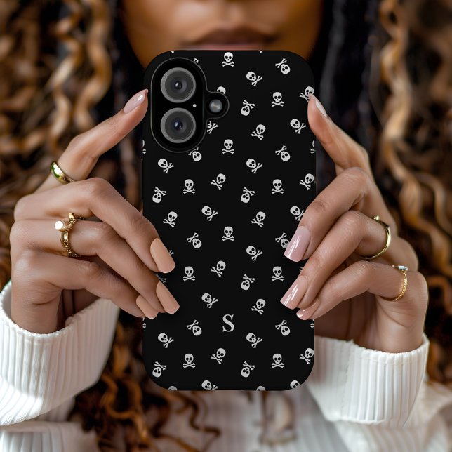Skull and Crossbones Monogrammed Halloween Case-Mate iPhone Case (Creator Uploaded)