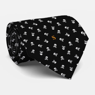 Skull and Crossbones Monogrammed Halloween Neck Tie