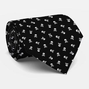 Skull and Crossbones Monogrammed Halloween Neck Tie