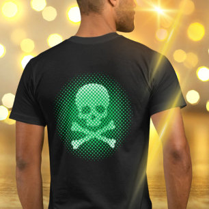 Skull and Crossbones Neon Green Cool Modern Gothic T-Shirt