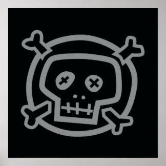 Skull and Crossbones on Black Poster