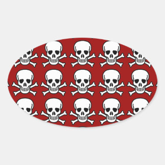 Skull and Crossbones Oval Sticker
