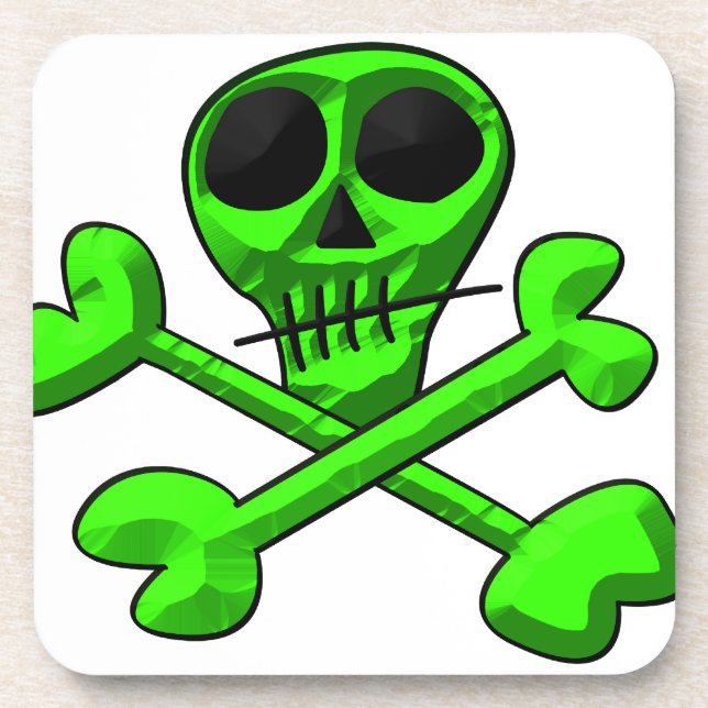 Skull and Crossbones Pattern Beverage Coaster (Front)