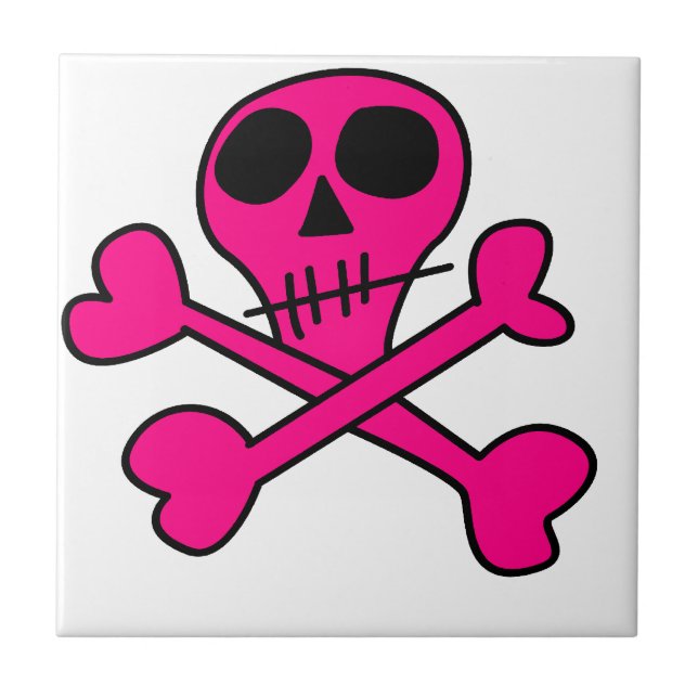 Skull and Crossbones Pattern Ceramic Tile (Front)