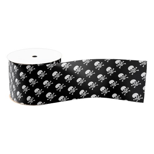 Skull and Crossbones Pattern Grosgrain Ribbon