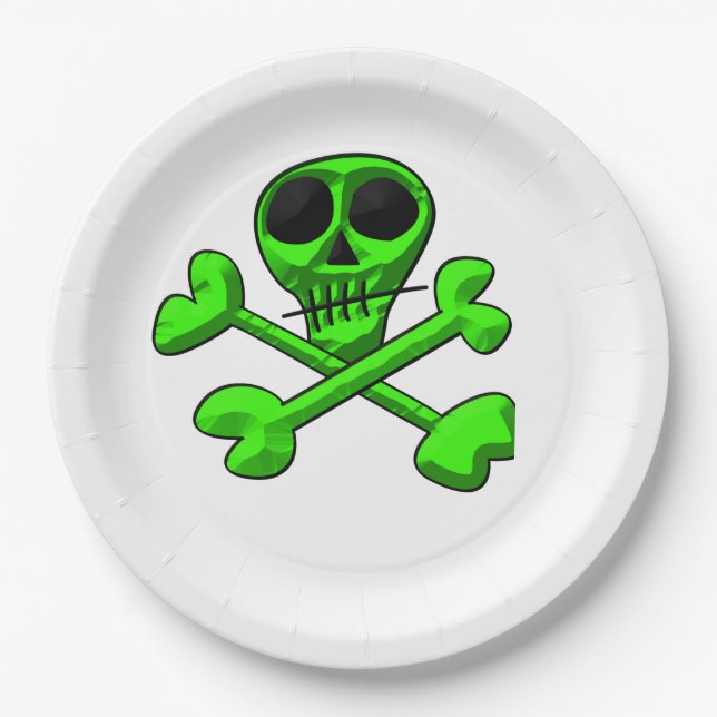 Skull and Crossbones Pattern Paper Plates (Front)