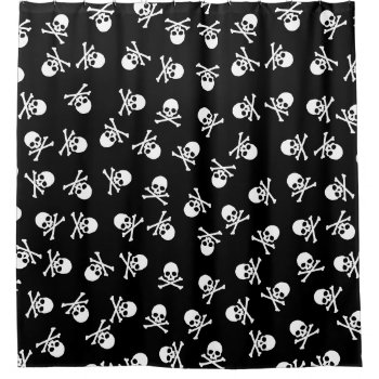 Skull And Crossbones Pattern Shower Curtain by opheliasart at Zazzle