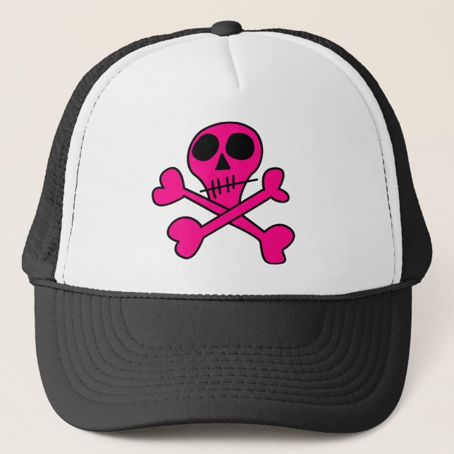 Skull and Crossbones Pattern Trucker Hat (Front)