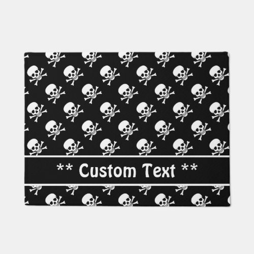 Skull and Crossbones Pattern w Custom Text Doormat