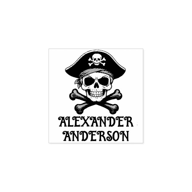 Skull and Crossbones Personalize Rubber Stamp (Imprint)