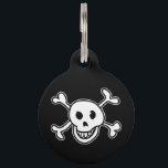 Skull and crossbones pet tags for dog or cat<br><div class="desc">Skull and crossbones pet tags for dog or cat. Personalized name tags for your animal. Customizable colored label with pet name and phone number. Simple way to retrieve your animal when lost and found. Black pirate flag with jolly roger symbol icon. Skeleton skull and cross bones design. Cute gift idea...</div>