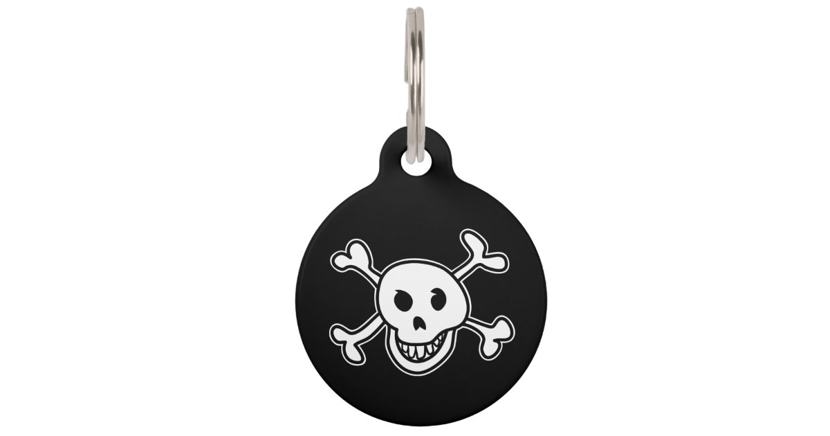 Skull and crossbones pet tags for dog or cat